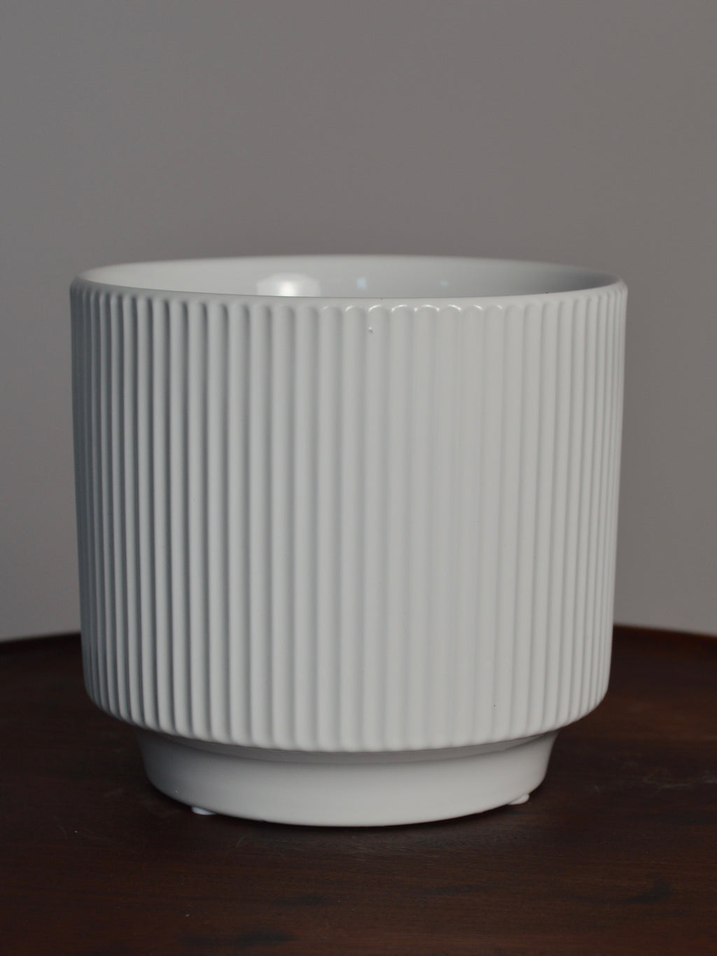 White glazed ceramic orchid pot