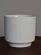 White glazed ceramic orchid pot